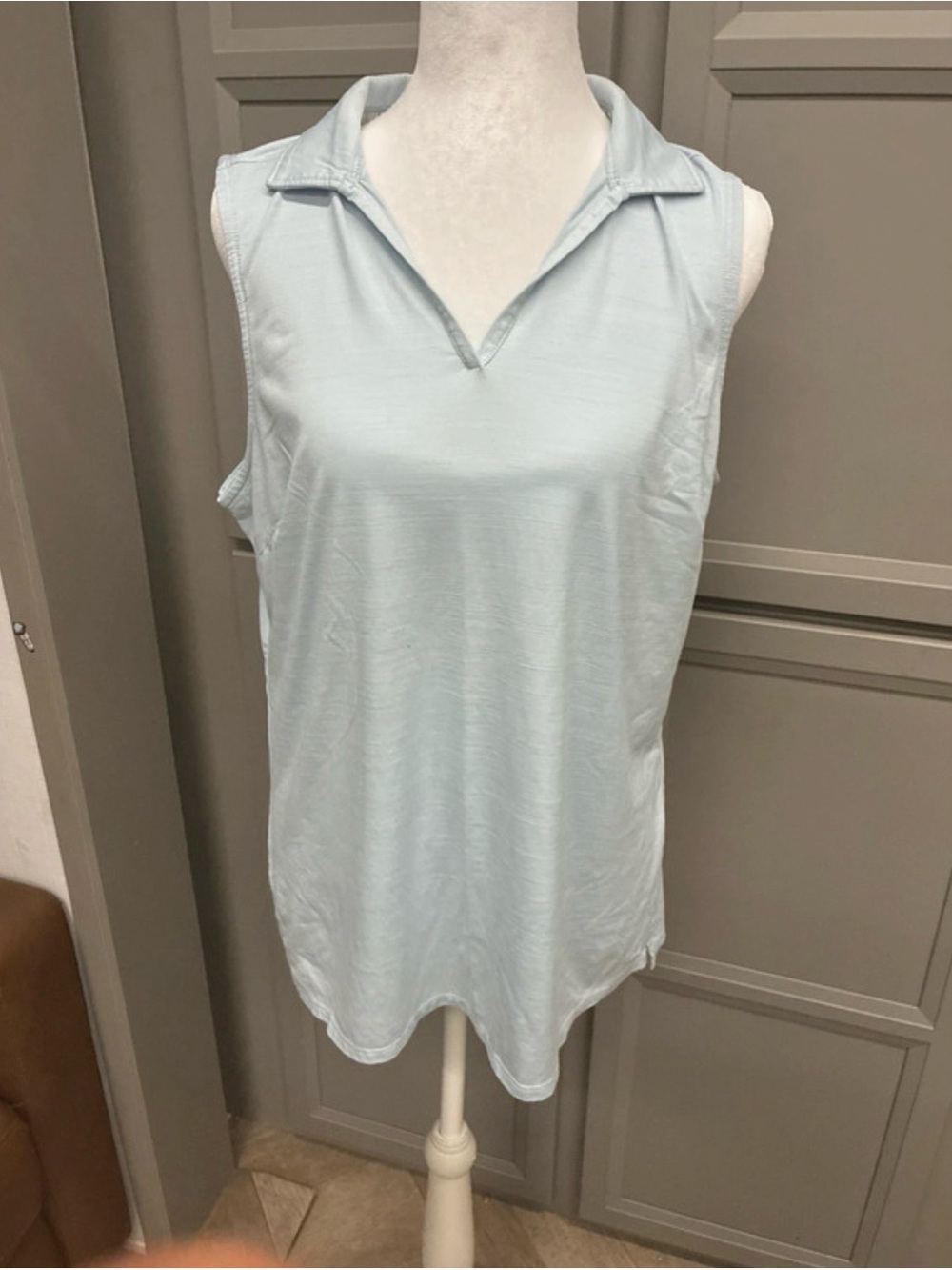 Puma Light Blue Sleeveless V-Neck Polo Tank